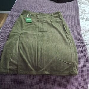 HALARA Olive Corduroy Pencil Skirt - L NWT